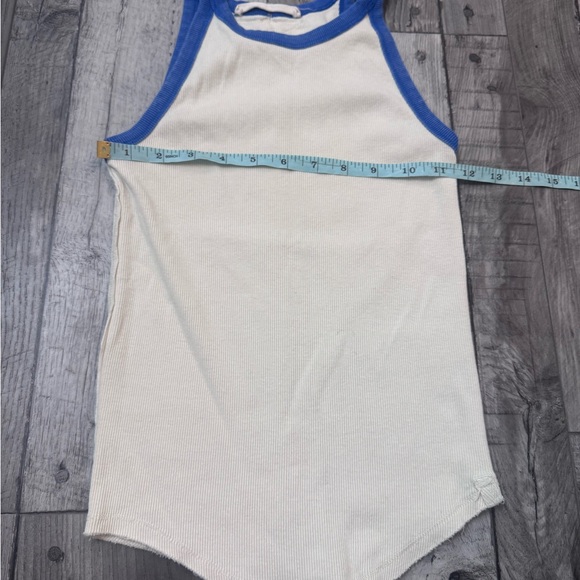 FREE PEOPLE We The Free Only 1 Ringer Tank Top Women's XS White Blue - Picture 6 of 8